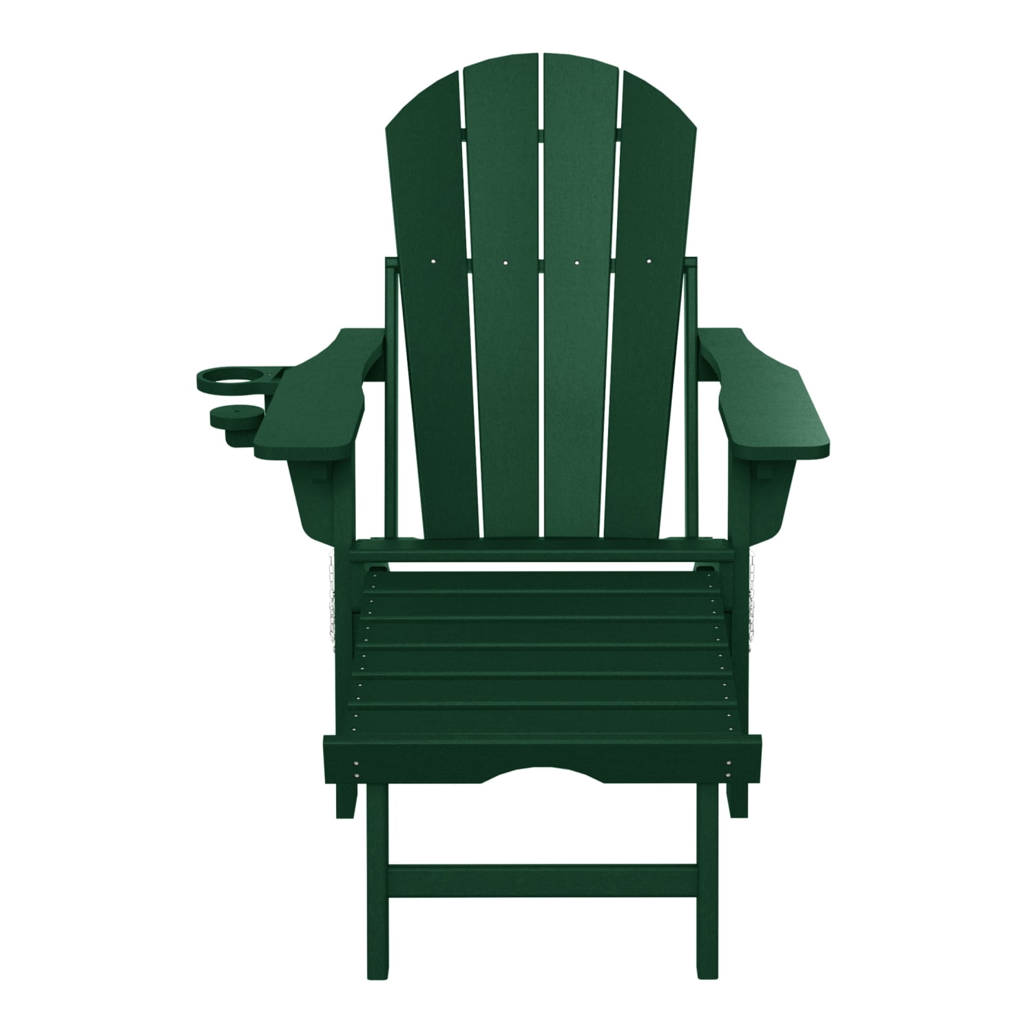 WestinTrends Malibu Folding Adjustable Adirondack Chair with Retractable Ottoman and Cup Holder, Dark Green