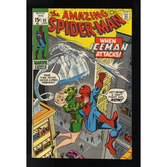 Amazing Spider-Man #92 NM- 9.2 Ice Man Appearance! Stan Lee! Comic Book