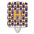 thumbnail image 1 of Carolines Treasures CJ1064-HCNL Letter H Football Purple & Gold Ceramic Night Light, 1 of 1