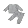 thumbnail image 3 of Toddler Baby Casual Pajama Sets Solid Long Sleeve Pullover Sweatshirt Tops Pants 0-18M, 3 of 6