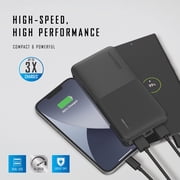 Pocket Juice Slim Pro 20,000mAh, Portable Power Bank and Charger with Dual USB Ports, Black