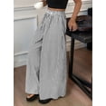 thumbnail image 5 of Women'S Striped Wide Leg Pants Elastic Waist Baggy Palazzo Trousers with Pockets Going Out Outfits Black & White L, 5 of 10