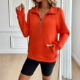 thumbnail image 2 of WTOBBY Women's Half Zip Pullover Sweatshirt Blouse, Casual Business Tunic Top with Long Sleeve Round Neck, Fashionable Fall Office Wear Comfortable Stretch Fabric,Orange L, 2 of 5