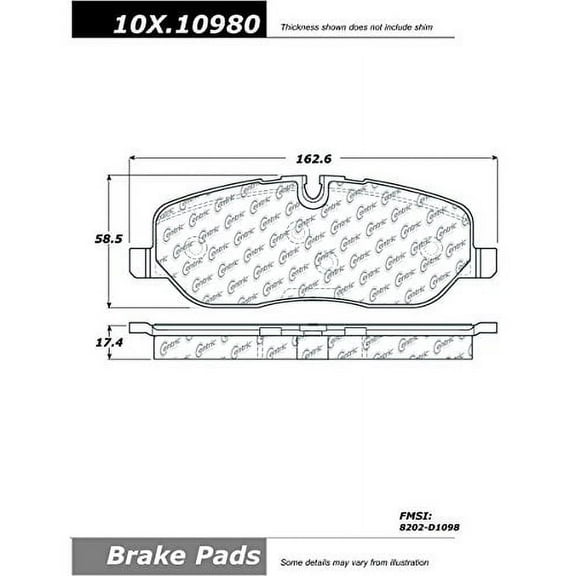 Centric Parts 102.10980 102 Series Semi Metallic Standard Brake Pad
