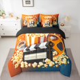 thumbnail image 3 of Manfei Orange Movie Theater 7-Piece Twin Bedding Sets for Teens, Cartoon Cinema Popcorn Bedding Comforter Set, Retro Night Filmstrip Reversible Sheet Sets, Luxury Bedroom Decor, 3 of 8