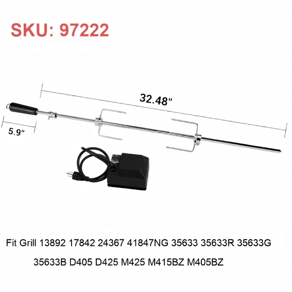 Monument Model #97222 33.5-in Stainless steel Grill Rotisserie