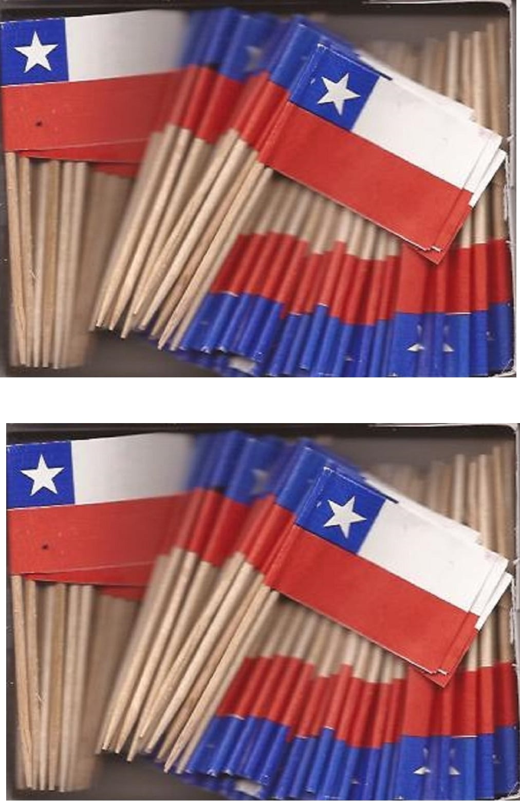 2 Boxes of Mini Chile Toothpick Flags, 200 Small Chilean Flag Toothpicks or...