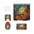 thumbnail image 2 of Halloween Bathroom Set, Bathroom Decor Set, Halloween Ghost Decorations, Waterproof Shower Curtain, Halloween Spooky Ghost Haunted House Pumpkin Print Waterproof Polyester, 2 of 6