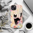 thumbnail image 6 of Artistic Black Cat in Flower Field Phone Case, Pastel Floral Meadow Illustration Cover for iPhone 17 16 15 14 13 12 11 Pro Plus Mini, 6 of 6