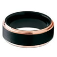 thumbnail image 2 of Tungsten Wedding Band Rose Gold Tungsten Ring Black Brushed 8mm Tungsten Carbide Comfort Fit Men Women, 2 of 3