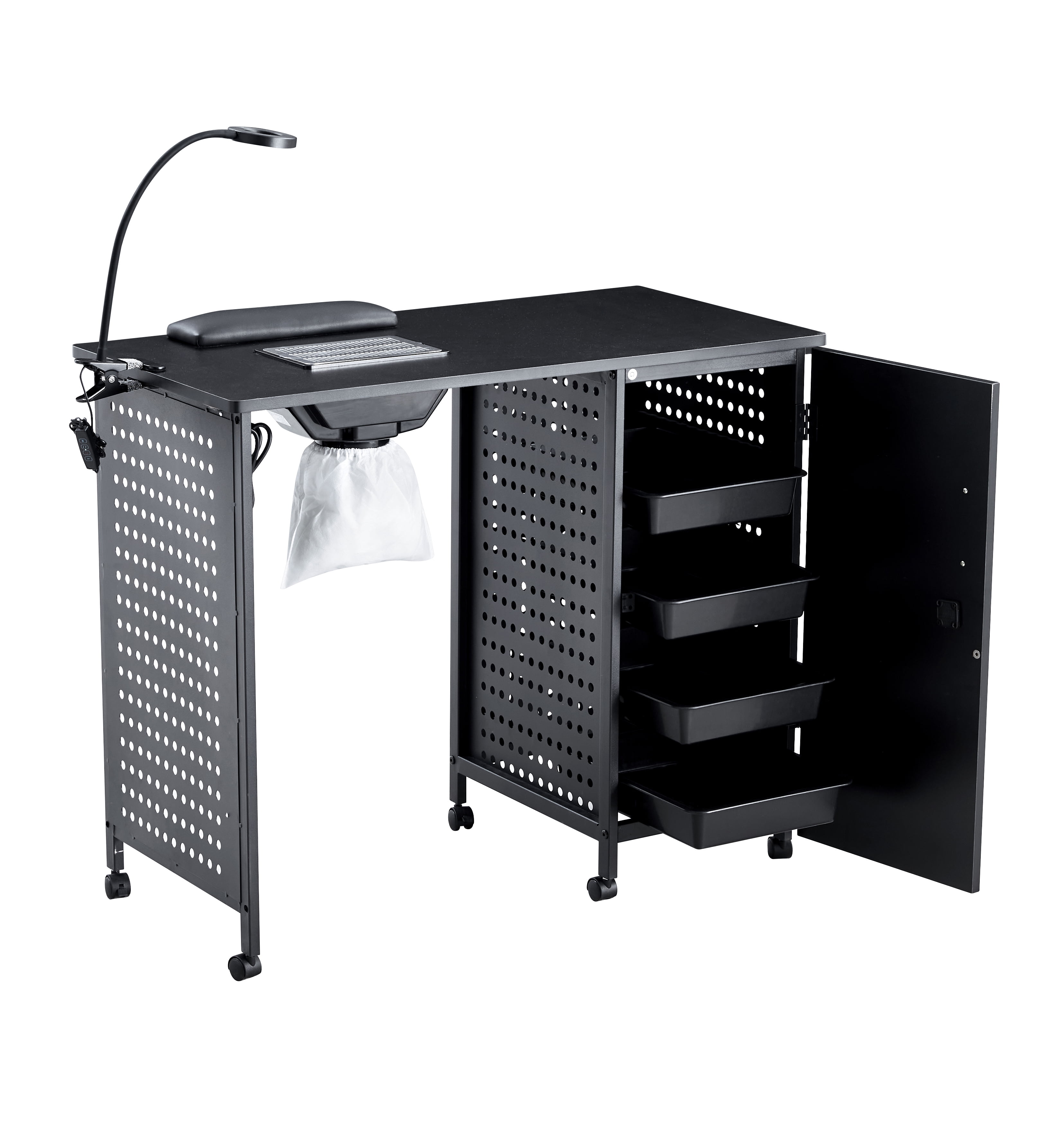 Nail Table, HSUNNS Black Metal Manicure Table with Dust Collector