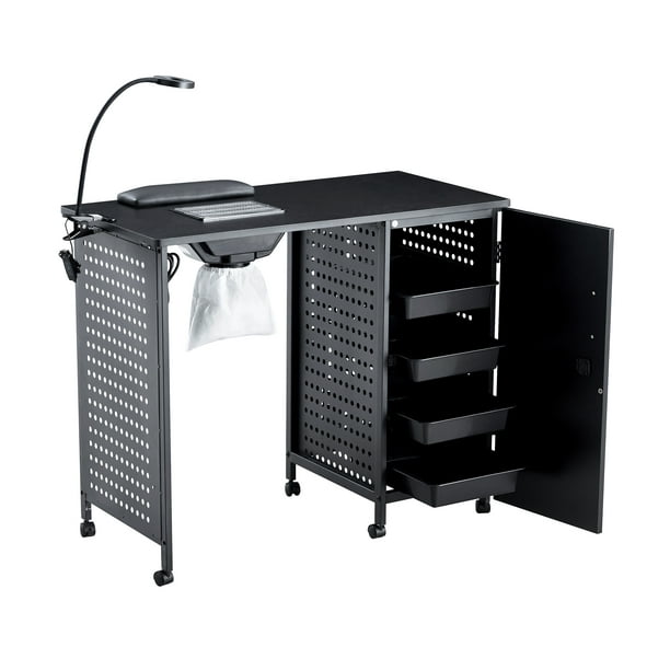 Nail Table, HSUNNS Black Metal Manicure Table with Dust Collector