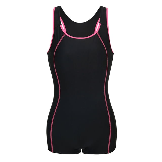 Women's Fashion Solid Color Conservative Thin Flat Corner Suit - Color Block Stitching, Double Straps, Removable Padded Cups - Racerback Tankini Swimsuits