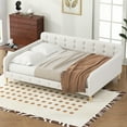 thumbnail image 3 of Euroco Upholstered Queen Size Daybed, Linen Sofa Bed, White, 3 of 10