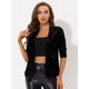 thumbnail image 2 of Chaqueta elegante Allegra K con lentejuelas para mujer Cárdigan de terciopelo Manga 3/4 Negro M, 2 of 4