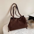 thumbnail image 4 of Suede Shoulder Bag Vintage Drawstring Medium Handbag Slouchy Purse, 4 of 7