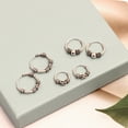 thumbnail image 6 of LeCalla 925 Sterling Silver Tribal Balinese Beaded Hoop Earrings Unisex, 6 of 6
