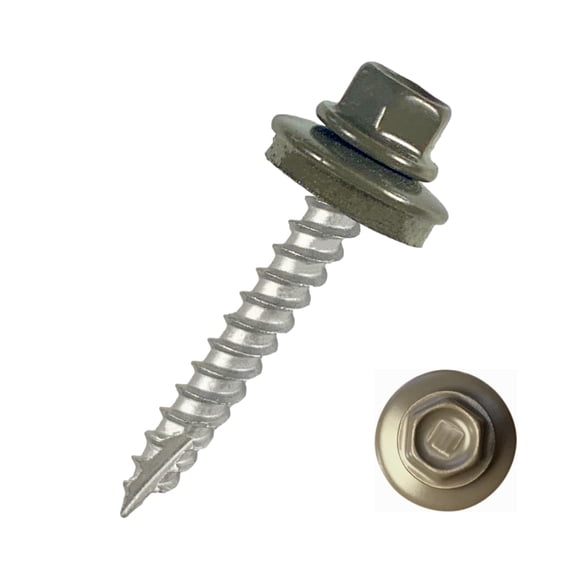 EAGLE 1 Metal Roofing Screws #10 - Painted Hex Head Self-Tapping Screws with EDPM Rubber Washer for Metal to Wood, Vinyl, Small Sheet Metal - Free Magnetic Driver (Burnished Slate, 1.5 Inch, 250)