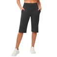 thumbnail image 2 of Siminsem Women's Bermuda Long Shorts 9“ High Waisted Knee Length Shorts with Pockets for Women Elastic Waist Loose Fit Walking Athletic Workout Summer Casual, Black,2XL, 2 of 8
