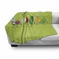 thumbnail image 3 of Vegetable Soft Flannel Fleece Throw Blanket, Cartoon Greek Salad Ingredients in Characters Fun Olive Oil Lemon Cheese, Cozy Plush for Indoor and Outdoor Use, 60" x 80", Multicolor, by Ambesonne, 3 of 6