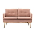 thumbnail image 5 of Modern Lounge Tufted Couch Velvet Club Sofa with Rose Golden Legs, 2 Seater Small Sofa Chair Upholstered Living Room Loveseat Sofa Couch with Soft Padded Seat - Pink, 5 of 8