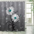 thumbnail image 3 of Daisy Shower Curtain Floral Shower Curtain Gray Shower Curtain White Floral Butterfly Shower Curtain for Bathroom Rustic Shower Curtain Teal and Grey Bathroom Decor Farmhouse, 72" W x 84" H, 3 of 6