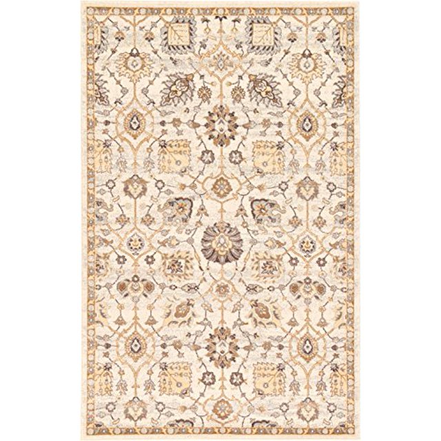 Unique Loom 3126027 Tapis de Surface, 5 x 8 Pieds, Ivoire/gris