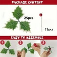 thumbnail image 4 of FeiFu 25 Sets 100pc Artificial Red Berry Christmas Decorations Realistic Red Berries with Green Leaves for Christmas Tree Embellishments Displays Table, 4 of 9