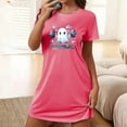 thumbnail image 2 of Xfvqtps Womens Nightgown Cool Chest Print Ghost Cropped Short Sleeve Crewneck Solid Color Fashion Comfortable Pajamas Hot Pink, 2 of 6