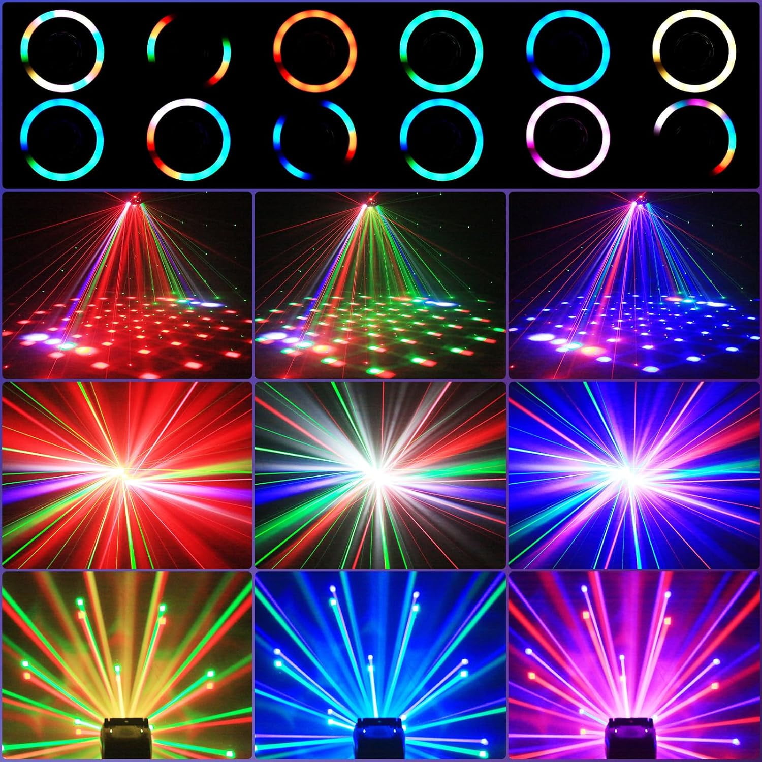 Moving Head Stage Light with RGBW 4-in-1 Beam & Starry Effect, Remote & DMX512 Sound Activated DJ Lights for Party Wedding Church Concert, Home KTV Nightclub