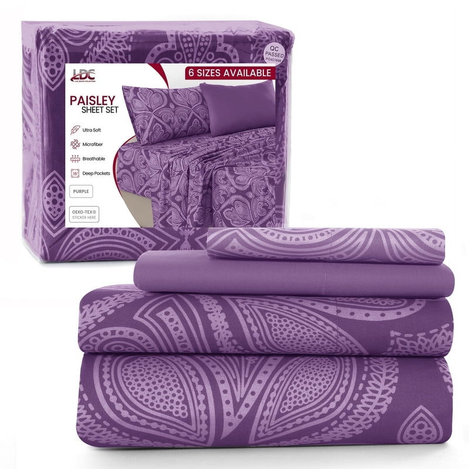 Home Collection Deals Lux Decor Collection 4 Piece Twin XL Bed Sheets Set - Luxury Soft Microfiber Bed Sheets Set Deep Pocket - Twin XL, Purple