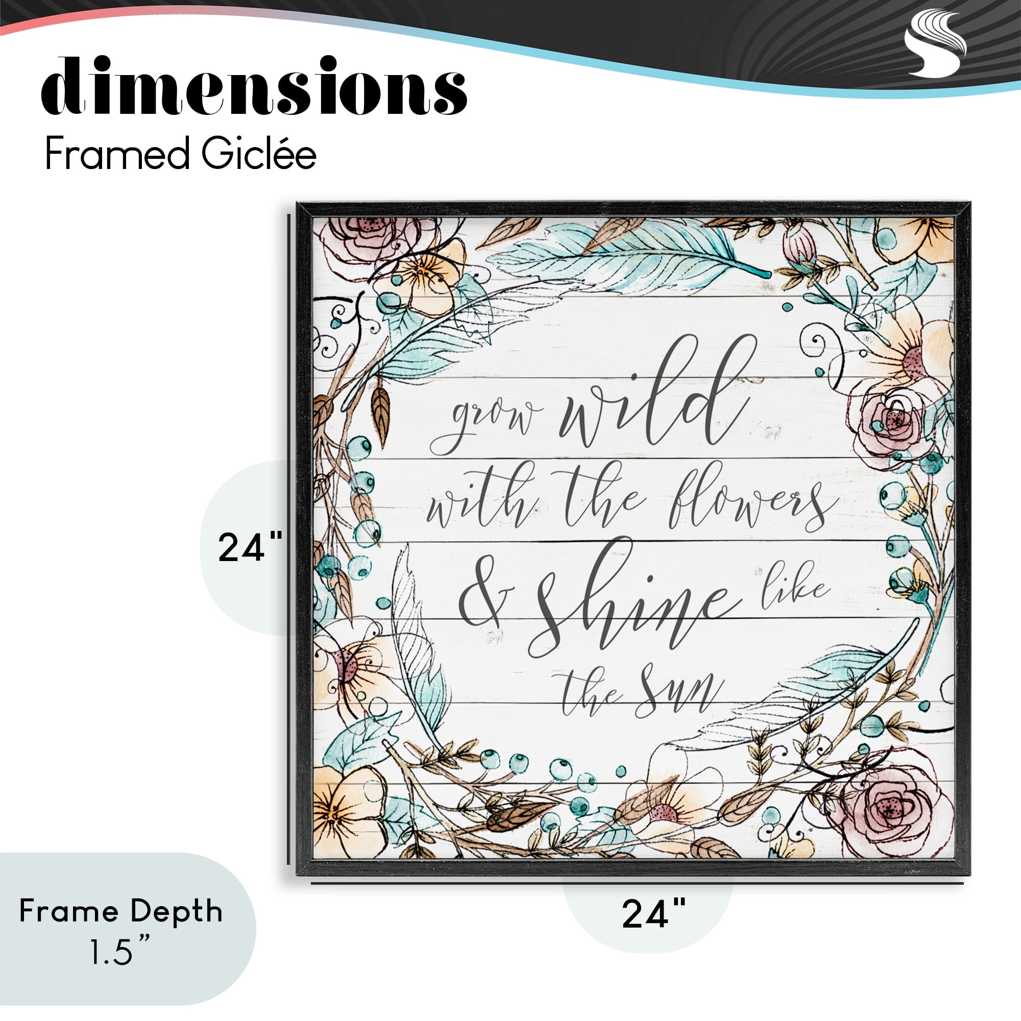 Stupell Industries Grow Wild With Flowers Black Framed Giclee Art, design by SD Graphics Studio