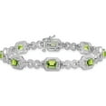 thumbnail image 3 of Sterling Silver Rhodium-Plated Diamond & Peridot Bracelet (7 X 3) Made In China qx842pe, 3 of 5