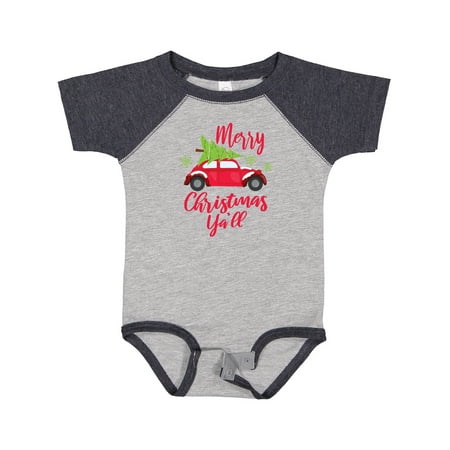 

Inktastic Merry Christmas Ya ll with Red Car and Tree Boys or Girls Baby Bodysuit