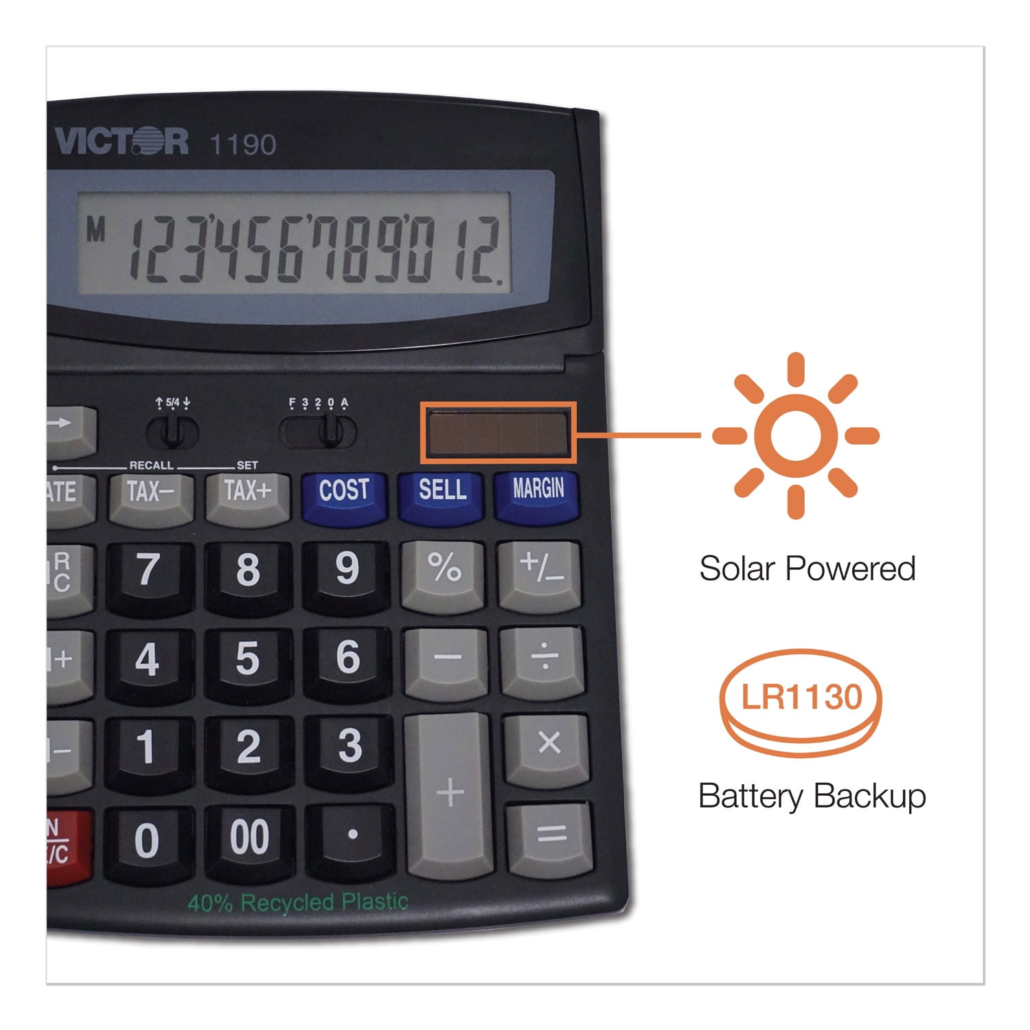 1PC Victor 1190 Executive Desktop Calculator, 12-Digit LCD