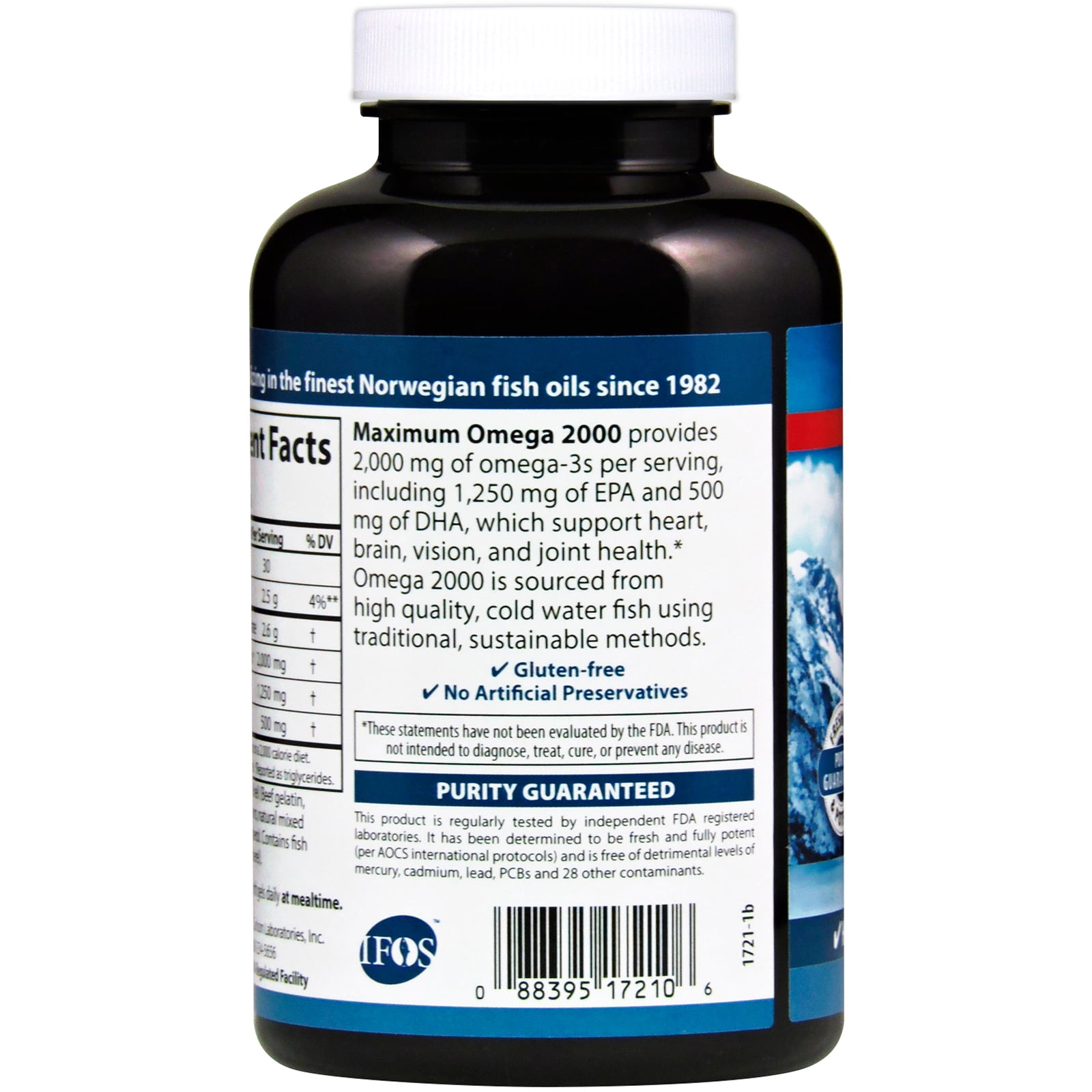 Carlson - Maximum Omega 2000, 2000 mg Omega-3s, Healthy Heart, Brain Function & Vision Support, Lemon, 90 soft gels