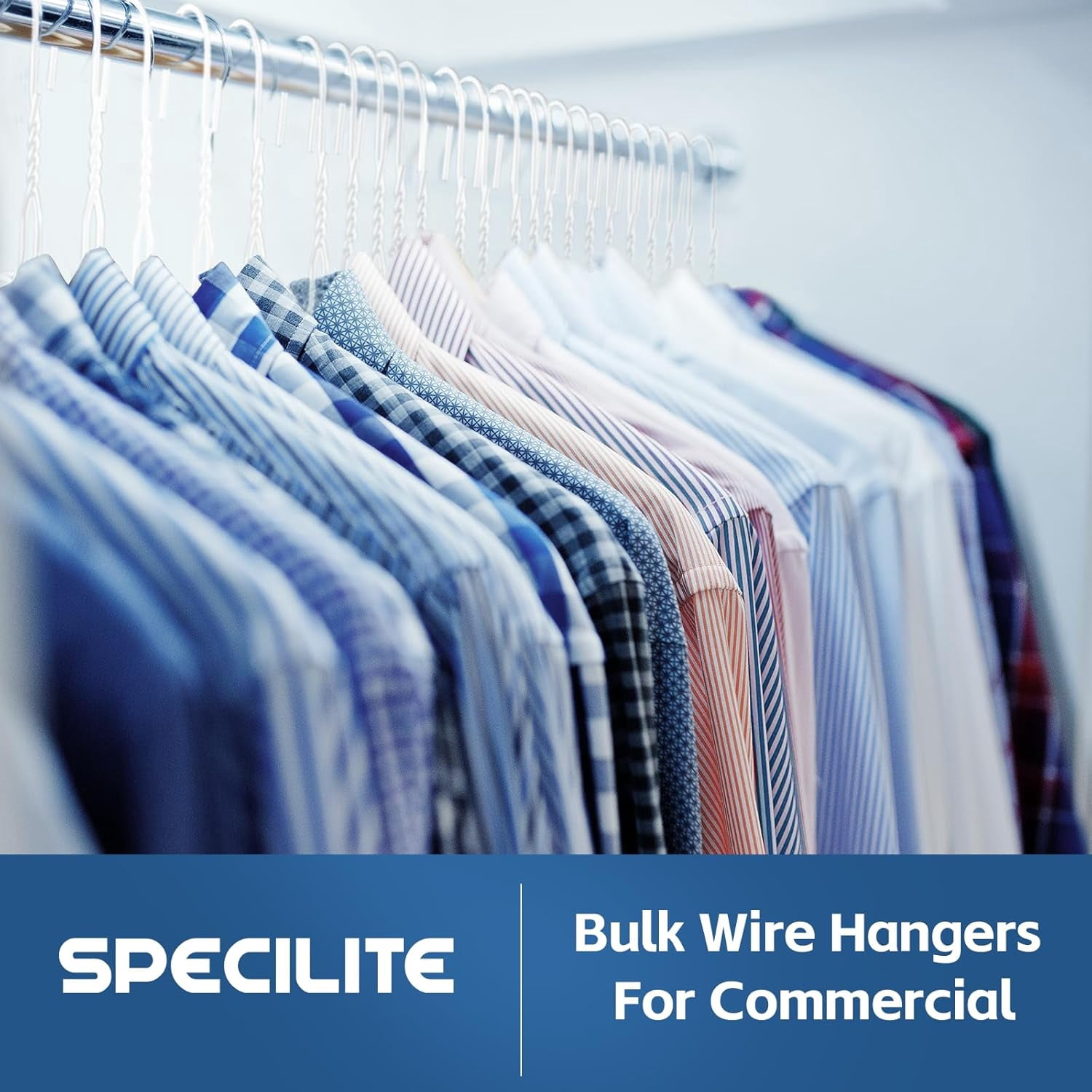 SPECILITE 18in Wire Metal Clothes Hangers Bulk 100 Pack, Space Saving, Ultra Thin for Large Size Suits, Coats, White