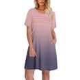 thumbnail image 2 of Liquidation d'Été 2025! Robe Grande Taille pour Femmes, Liquidation d'Été pour Femmes, Robe d'Été Dégradée à Manches Courtes, Col Rond, Plissée à l'Avant avec Poche, 2 of 5