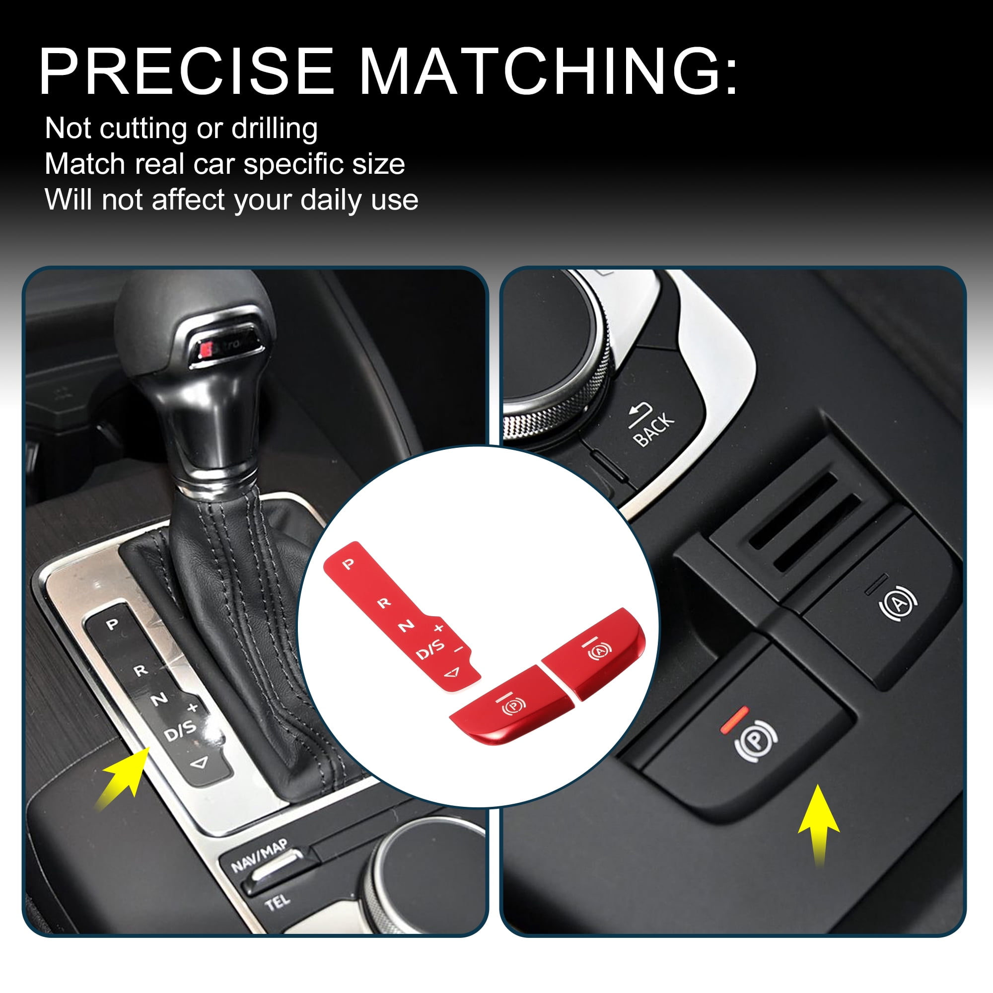 Unique Bargains Gear Shift Panel Handbrake Button Sticker for Audi A3 S3 2014-2020 Red