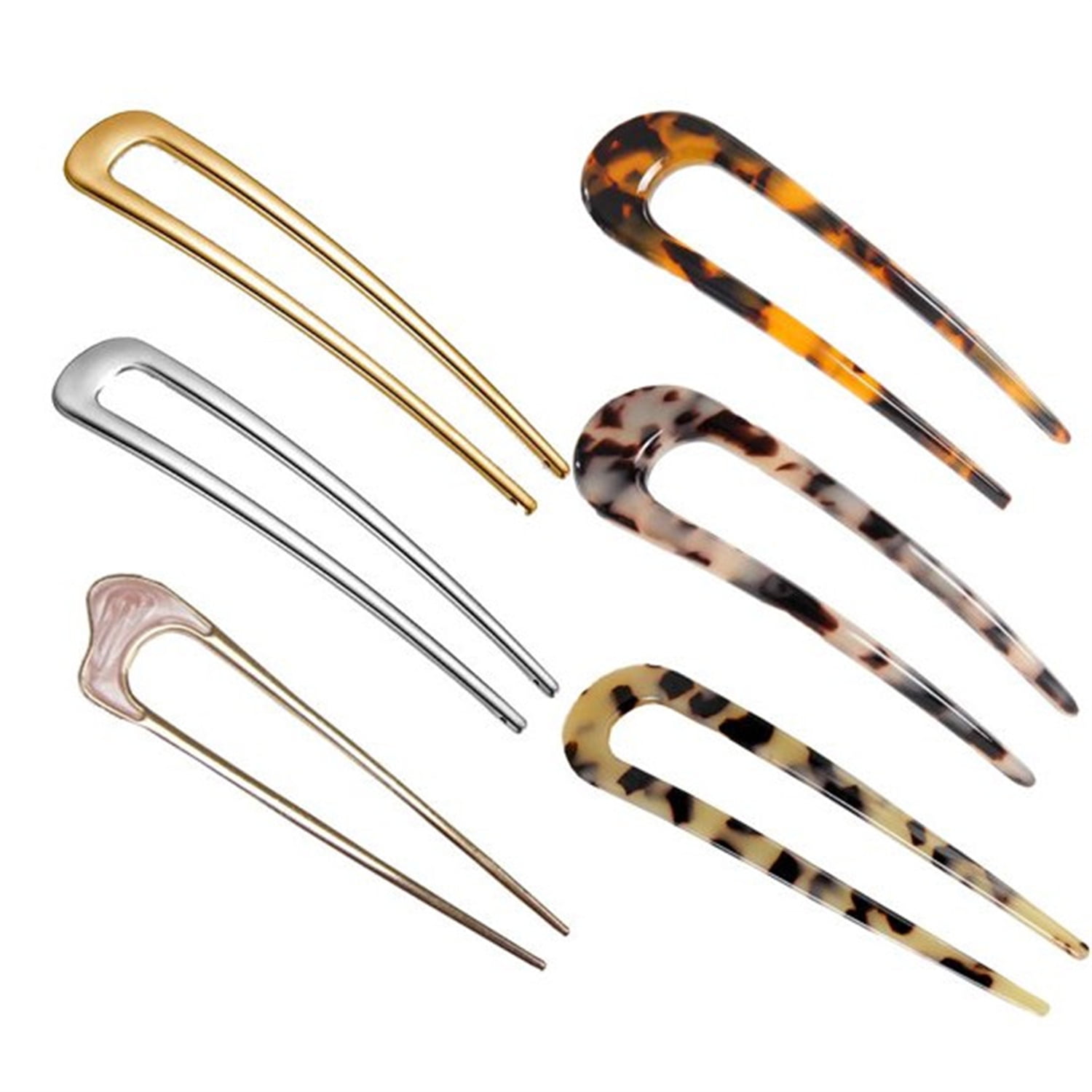 6 Pieces U Shaped Hair Pins French Hair Pins Metal French U Pins