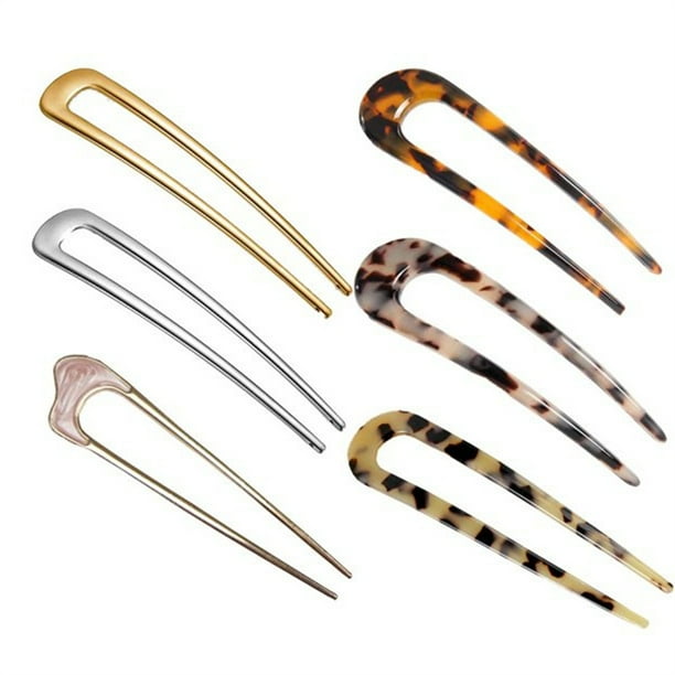 6 Pieces U Shaped Hair Pins French Hair Pins Metal French U Pins