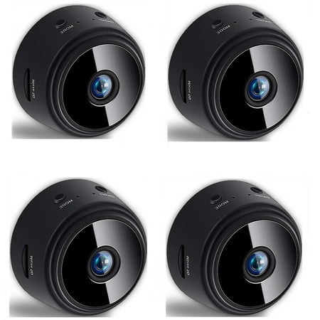 Mini Security Camera, 1080P HD Wireless Hidden WiFi Spy Cameras Home Surveillance Covert Nanny Cam for Indoor Outdoor, Black-4PCS
