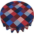 thumbnail image 3 of 4th of July Tablecloth Round 60 Inch Red Blue Buffalo Plaid Checked Decorative Table Cloth Wrinkle Stain-Resistant Polyester Holiday Patriotic Memorial Independence Day Table Cover For Party Dinner, 3 of 6
