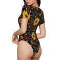 thumbnail image 3 of Naloa Fall Sunflowers Leaves Women's Short-Sleeved Onesie, One-Piece Swimsuit for Parties, dates, clubs - Medium, 3 of 9