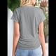 thumbnail image 5 of Blusa de Verano para Mujer, con Cuello Redondo, Mangas y Fruncido Lateral, Gris, Talla XXL, 5 of 7