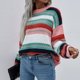 thumbnail image 5 of Blusa de manga larga con cuello redondo y estampado de rayas para mujer Pompotops  gfhjh11039, 5 of 9
