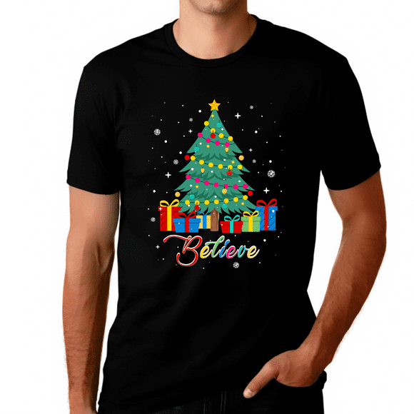Chemises de Noël Drôles pour les Hommes Correspondant à des Chemises de Noël pour Hommes Arbre de Noël Croire Chemise