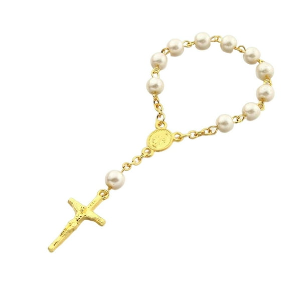Pulsera con religiosas colgante decoración cadena para comunión Navidad y niñas Dorado Salvador Pulsera con cuentas