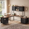thumbnail image 7 of Farmhouse L Shaped Computer Desk with 6 Drawers and Hutch, Reversible Home Office Desk, Corner Office Desk, 7 of 7