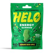 HELO Energy Gummies, Sour Green Apple 2 (10 CTs) - 50mg of Caffeine per Gummy, Alpha GPC, Lion's Mane, Ashwagandha, Cordyceps, Electrolytes, Vitamin B12